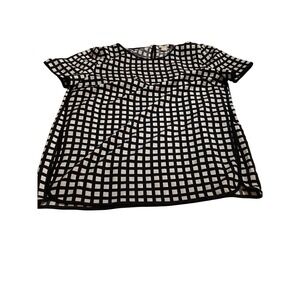 J Crew Black White Grid Pattern Short Sleeve Shift Dress Women Size S